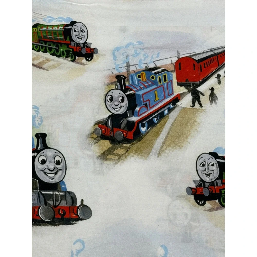 Pottery Barn Kids Thomas & Friends Full Flat Sheet Organic Cotton Train Print
